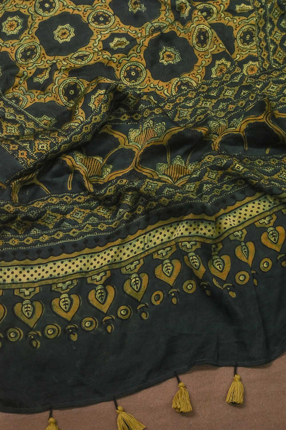 Patterned Design Ajrak Modal Silk Stole - Image 3