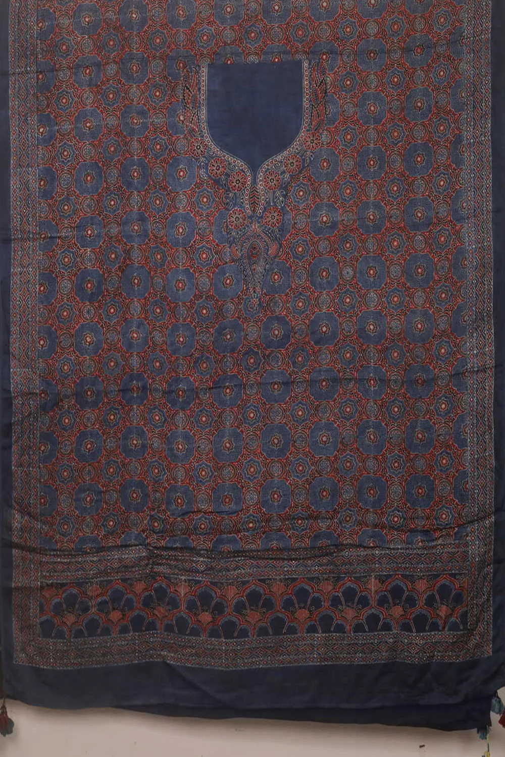Maroon Floral - Indigo Ajrak Modal Silk Kaftan - Image 3