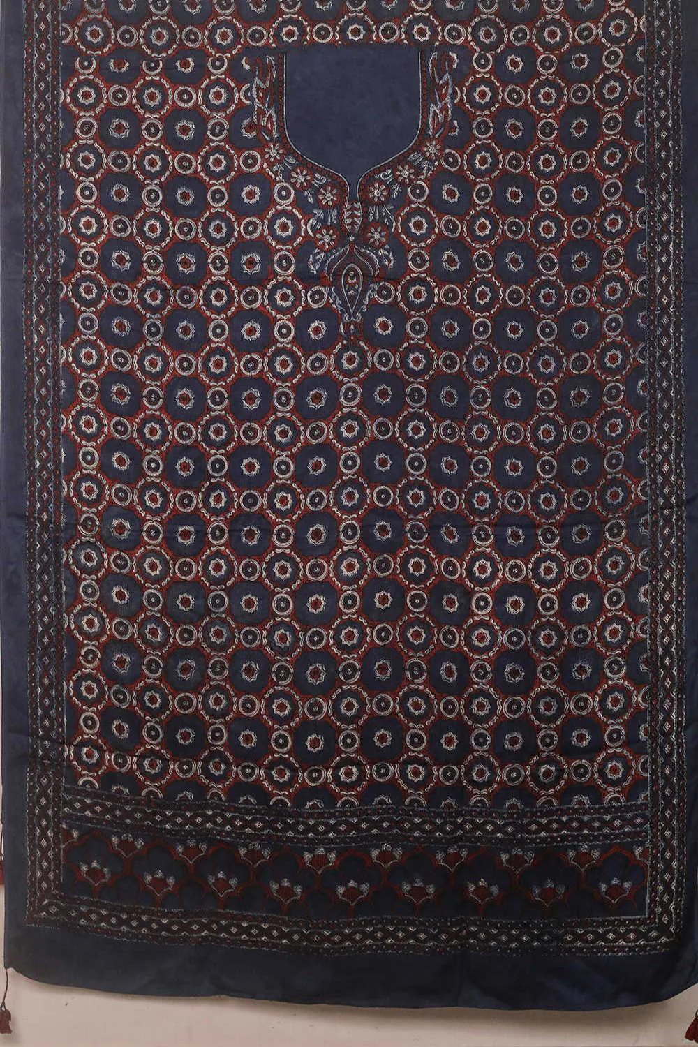 Indigo Ajrak Modal Silk Kaftan - Image 3