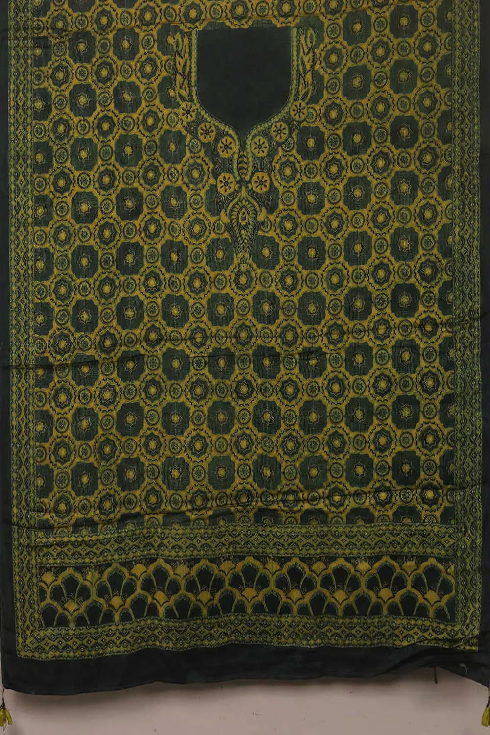 Leaf Green Ajrak Modal Silk Kaftan - Image 3
