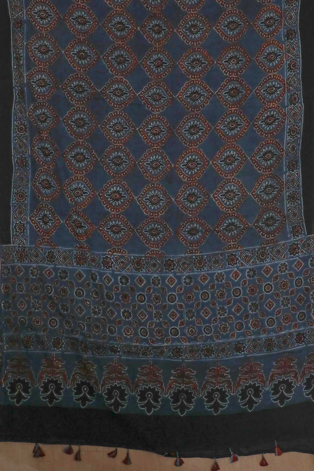 Dull Indigo Ajrak Mul Cotton Dupatta - Image 3