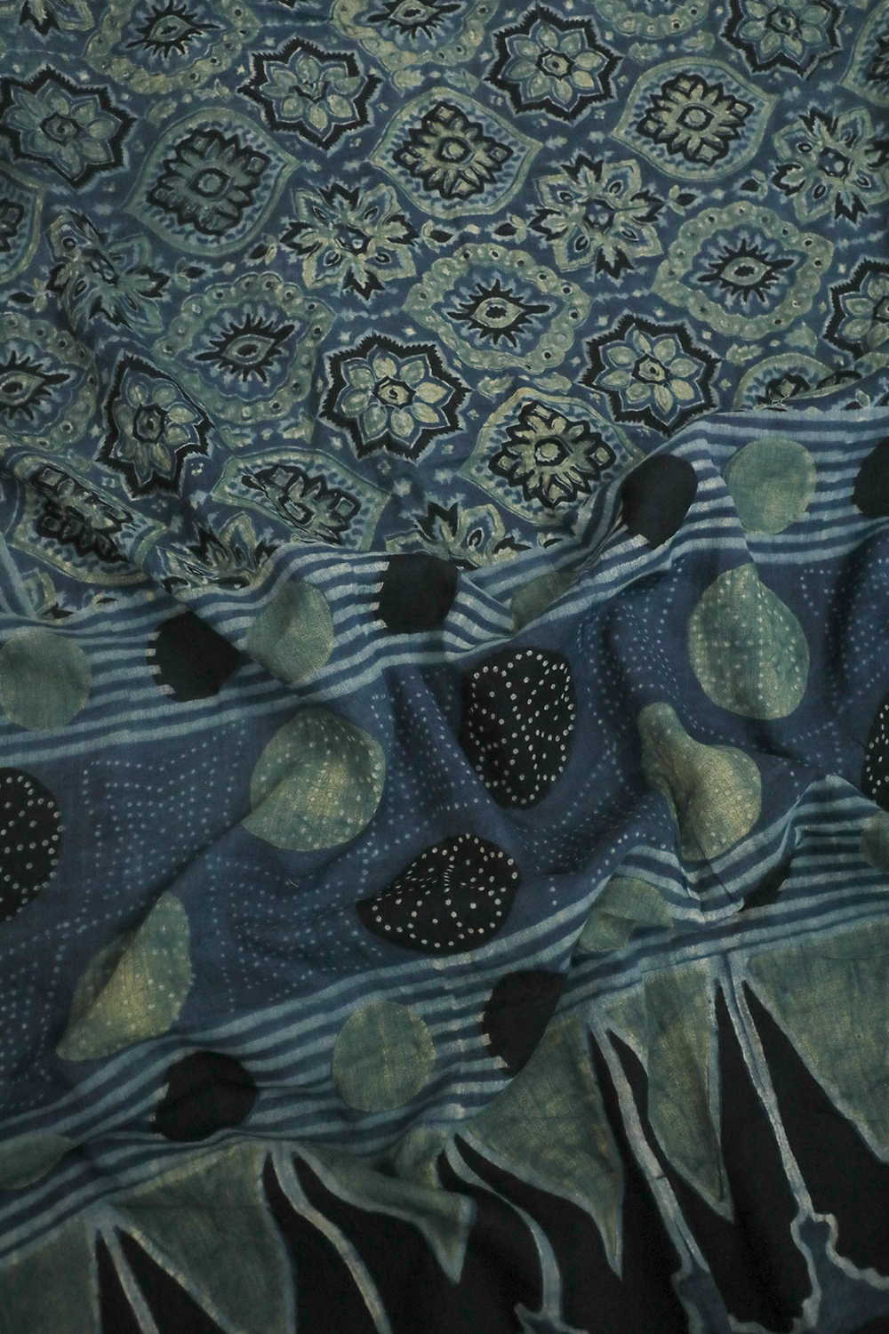 Dull Indigo Ajrak Mul Cotton Dupatta - Image 2