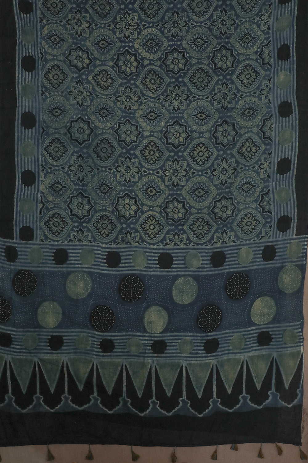 Dull Indigo Ajrak Mul Cotton Dupatta - Image 3