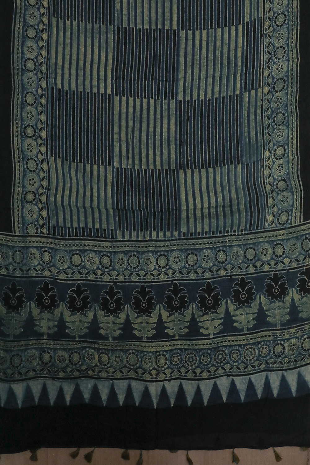 Lines - Indigo Ajrak Mul Cotton Dupatta - Image 3