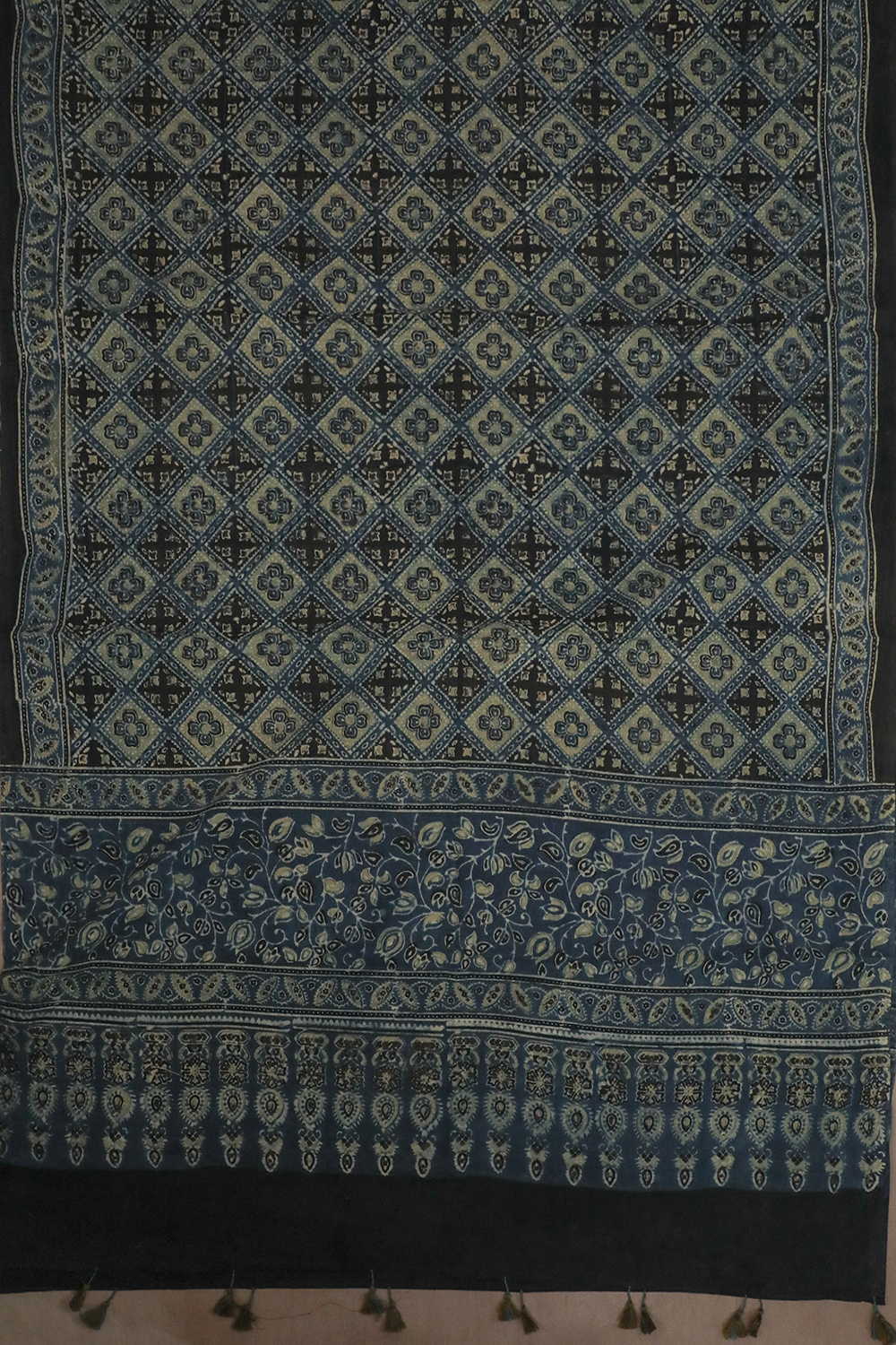 Indigo - Structured Pattern  Ajrak Cotton Dupatta - Image 3