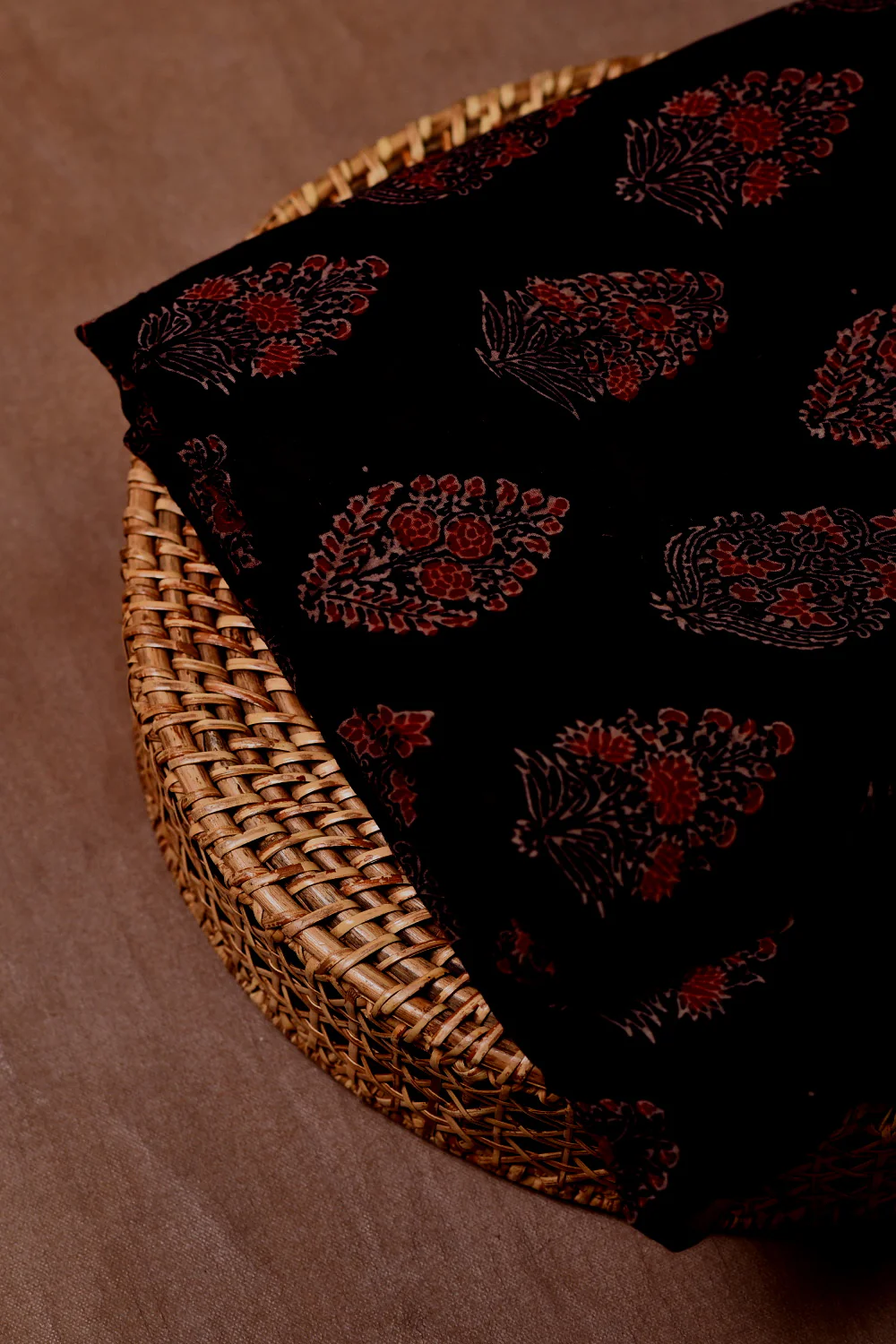 Brown with Florets Ajrak Mul Cotton Fabric