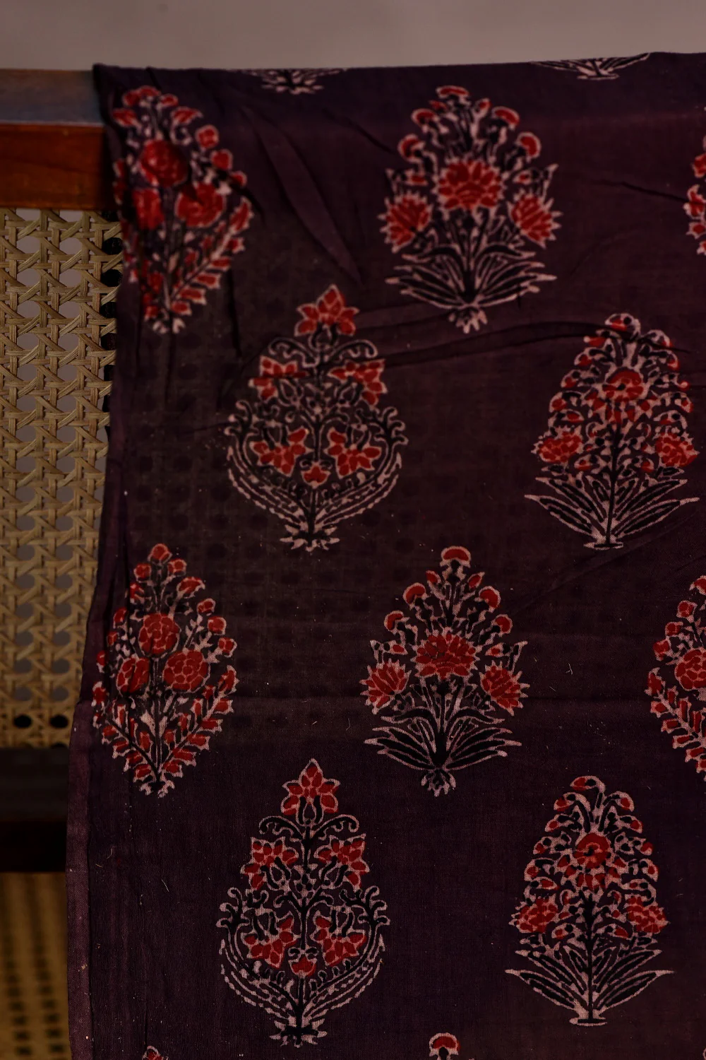 Brown with Florets Ajrak Mul Cotton Fabric - Image 2