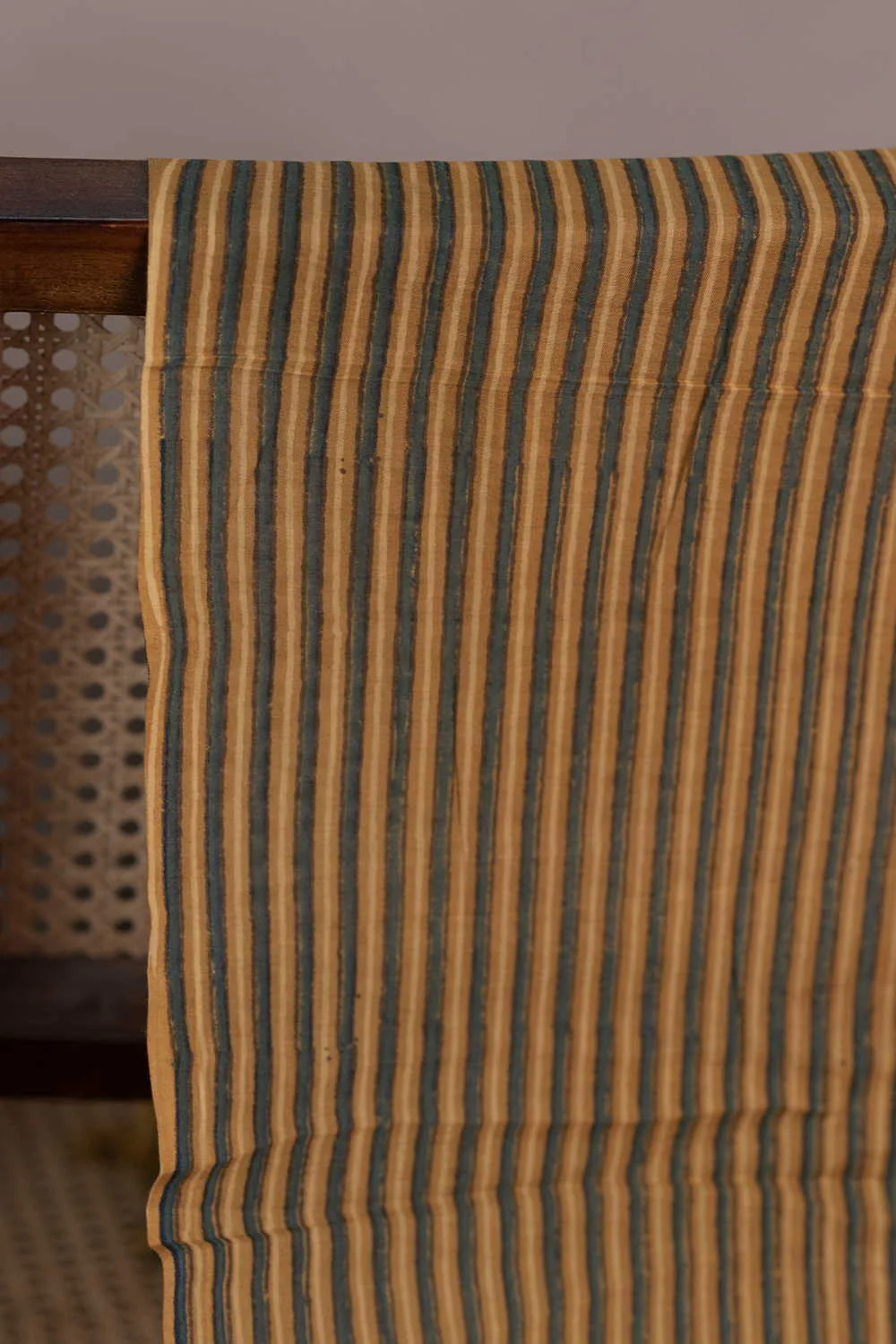 Stripes on Yellow Ajrak Mul Cotton Fabric