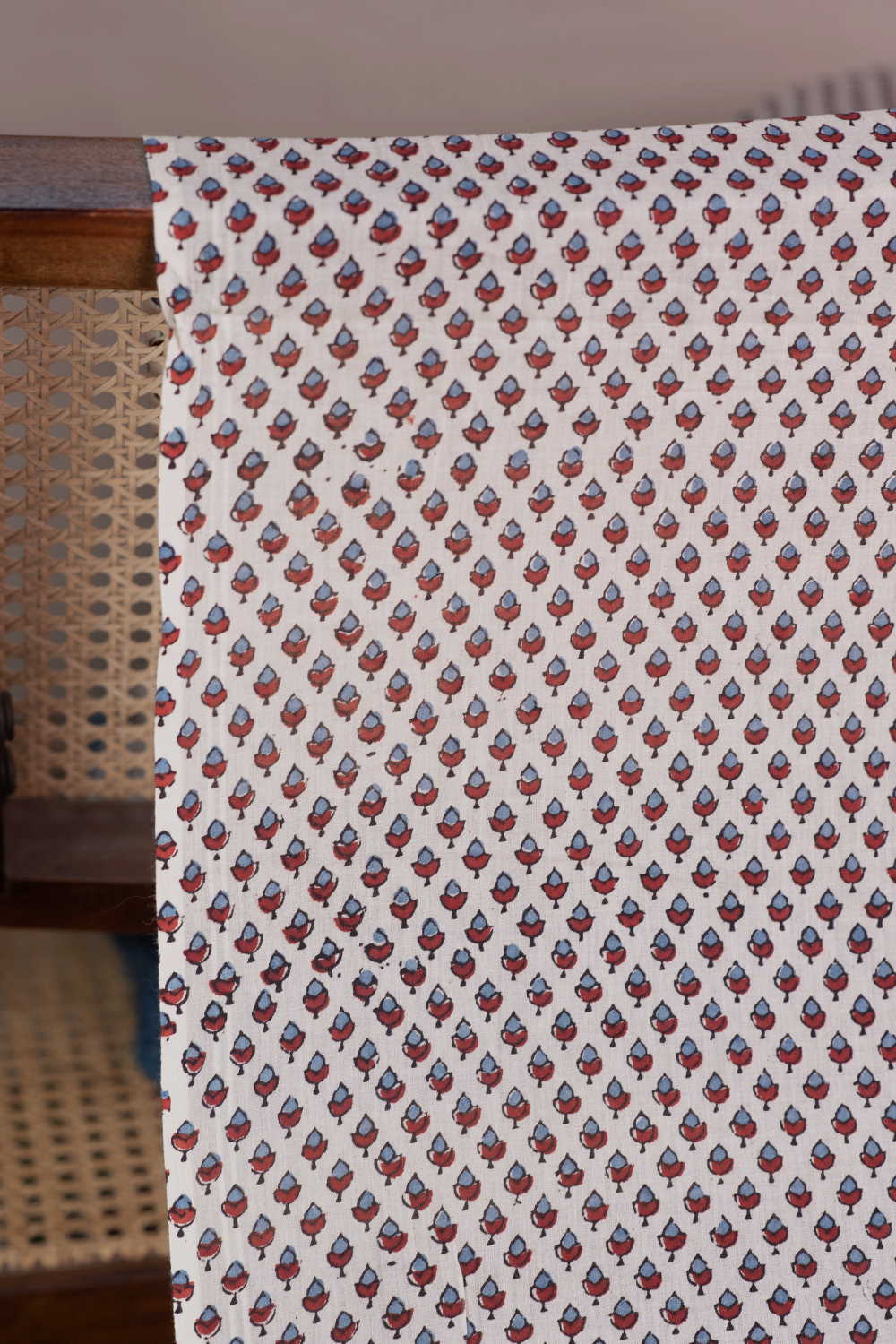 Mini Motifs - Cream Ajrak Mul Cotton Fabric - Image 2