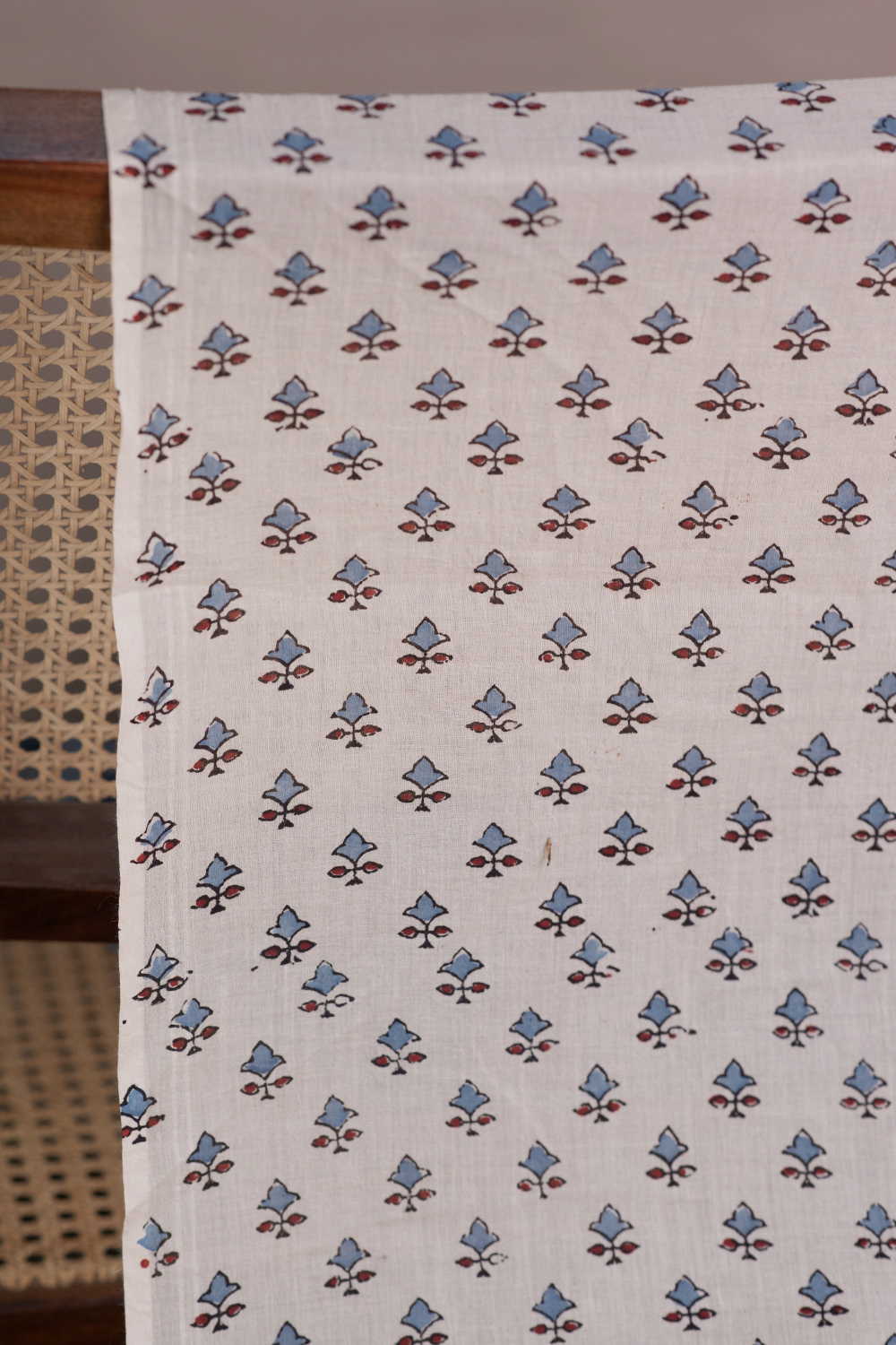 Snow Cream Ajrak Mul Cotton Fabric - Image 2