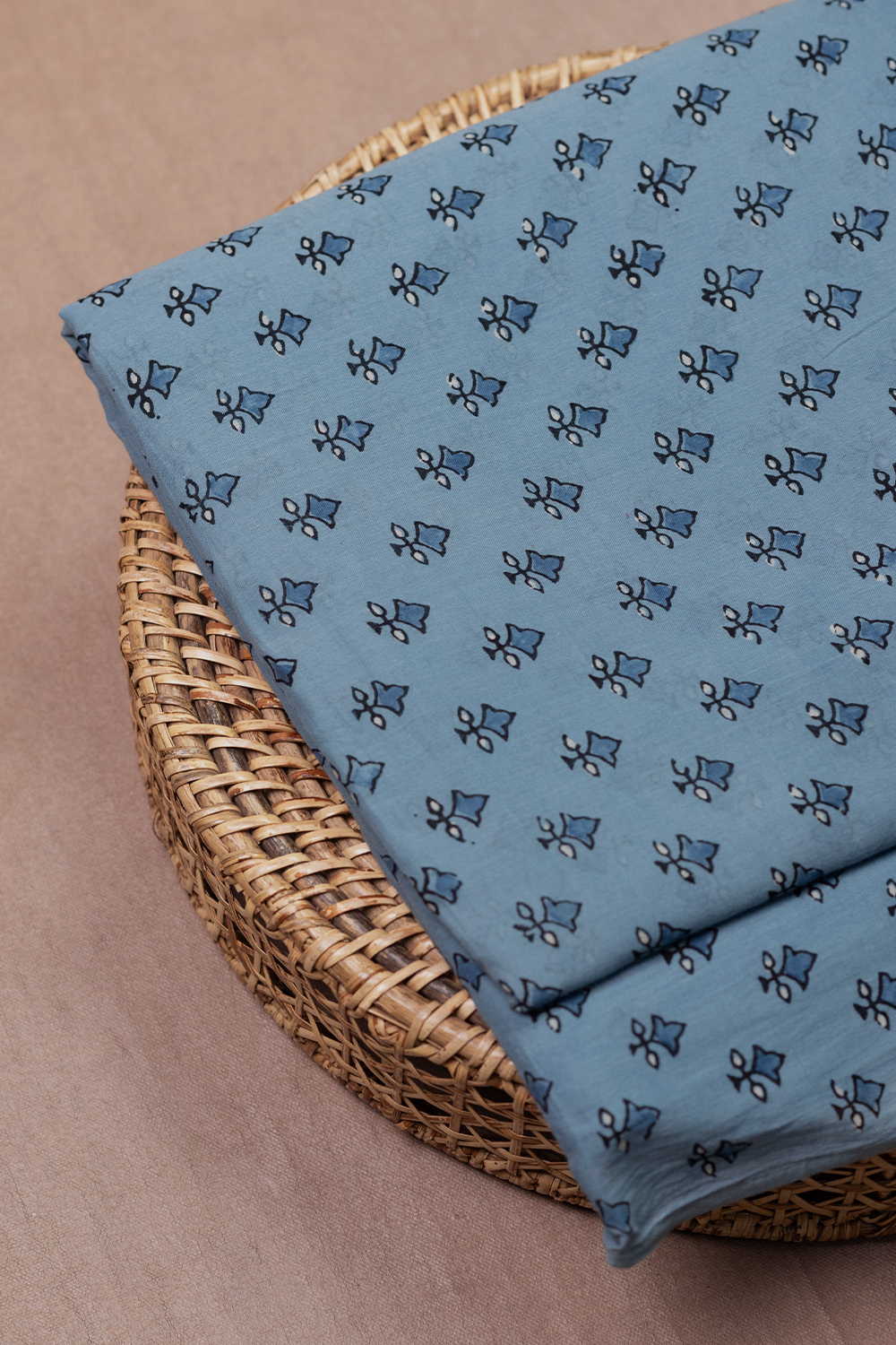 Little Motifs - Blue Ajrak Mul Cotton Fabric