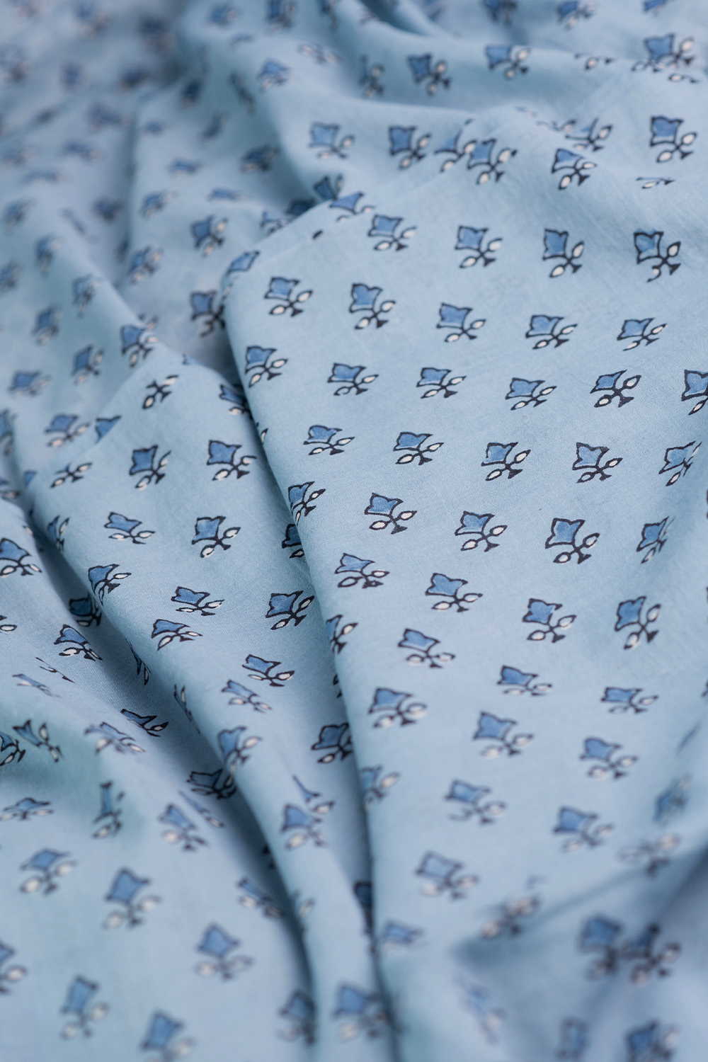 Little Motifs - Blue Ajrak Mul Cotton Fabric - Image 3