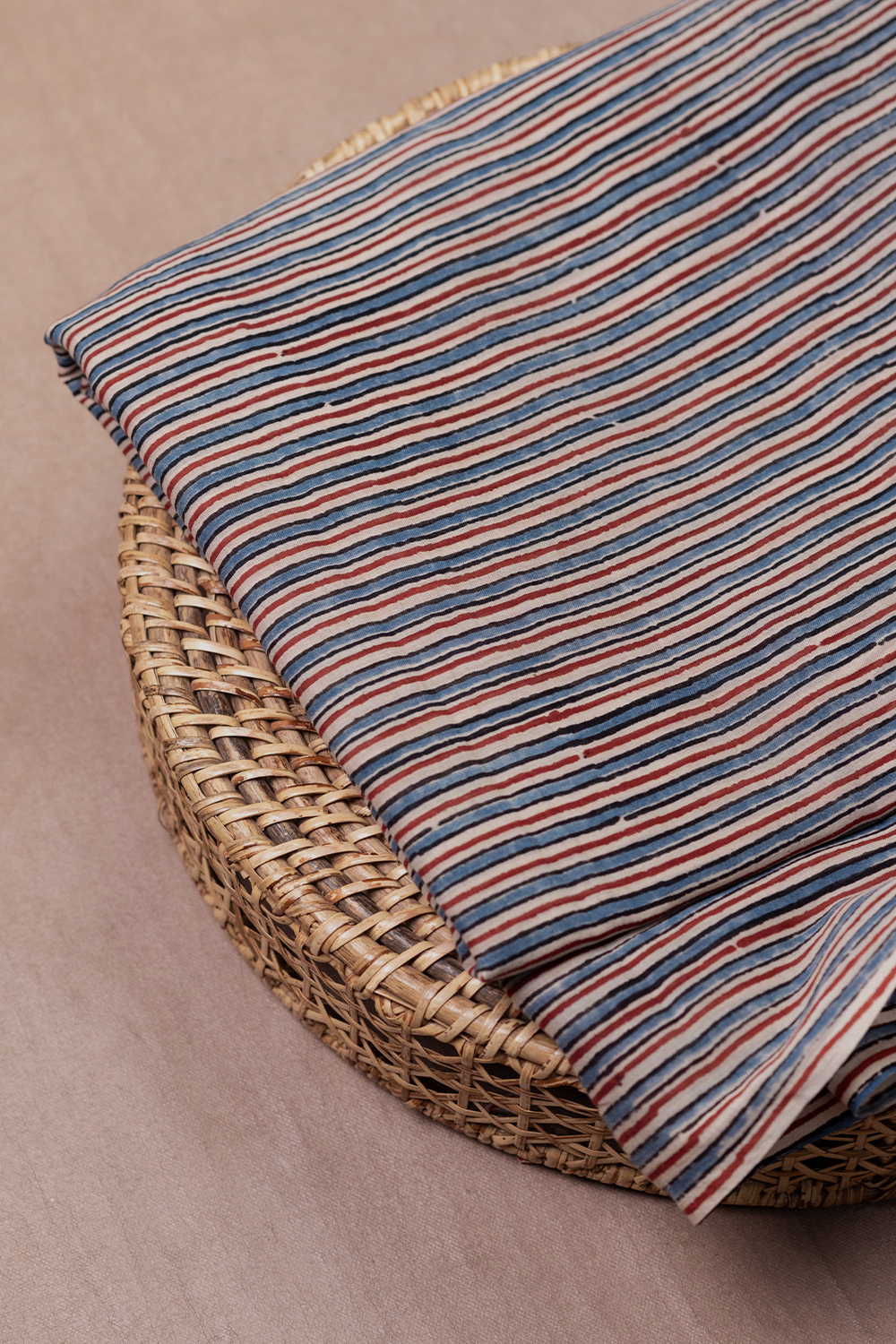 Colord Stripe Ajrak Mul Cotton Fabric - Image 2