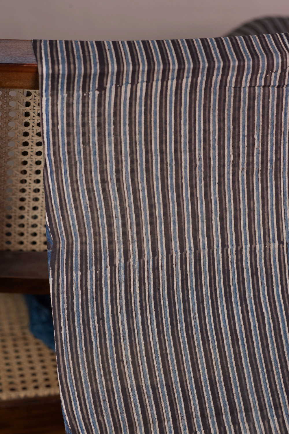 Stripe Pattern - Black Ajrak Mul Cotton Fabric - Image 2