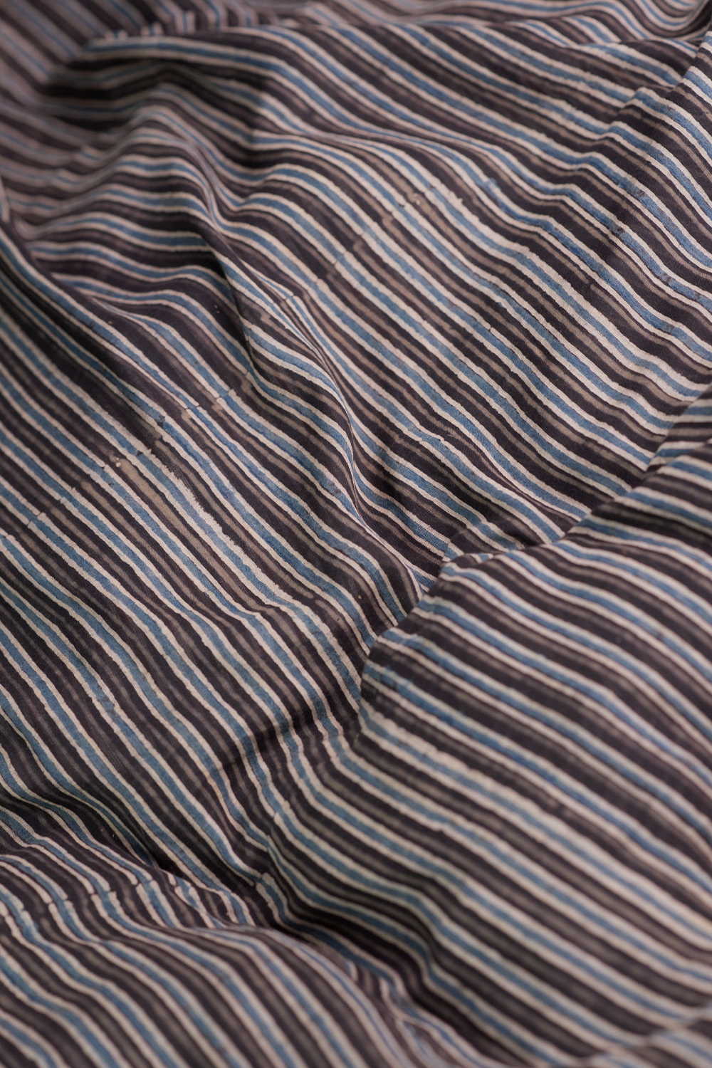 Stripe Pattern - Black Ajrak Mul Cotton Fabric - Image 3
