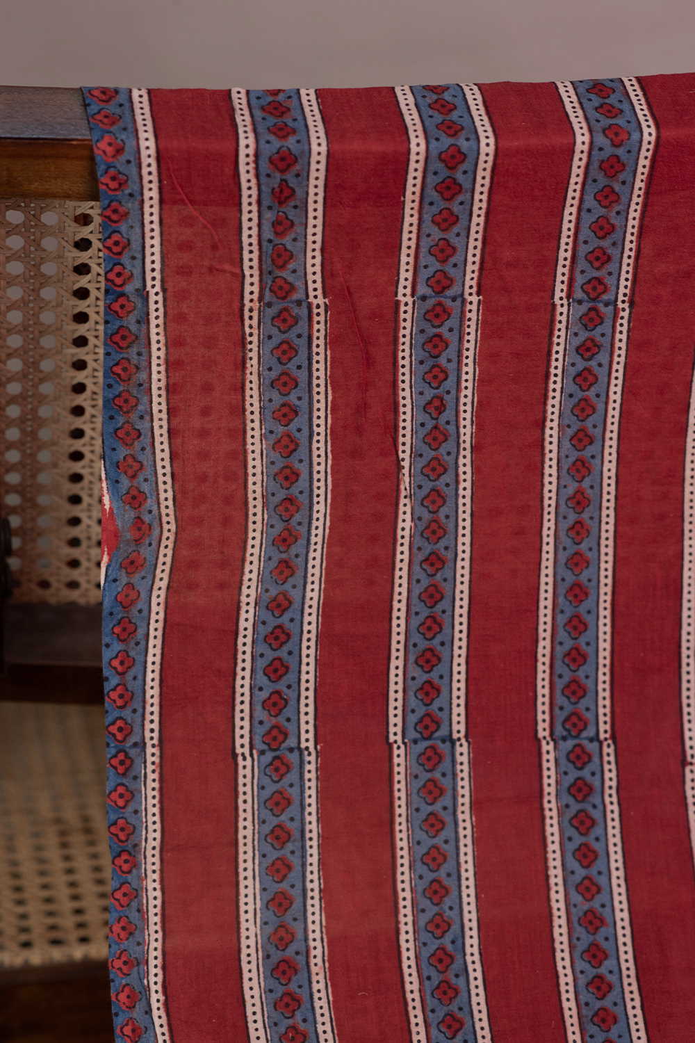 Dark Maroon Ajrak Mul Cotton Fabric
