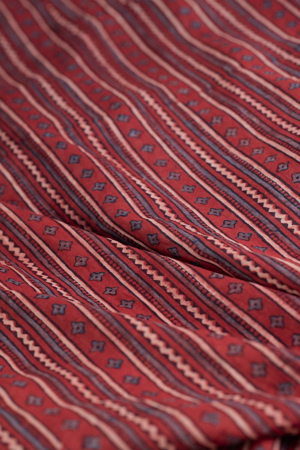 Maroon Ajrak Mul Cotton Fabric - Image 3