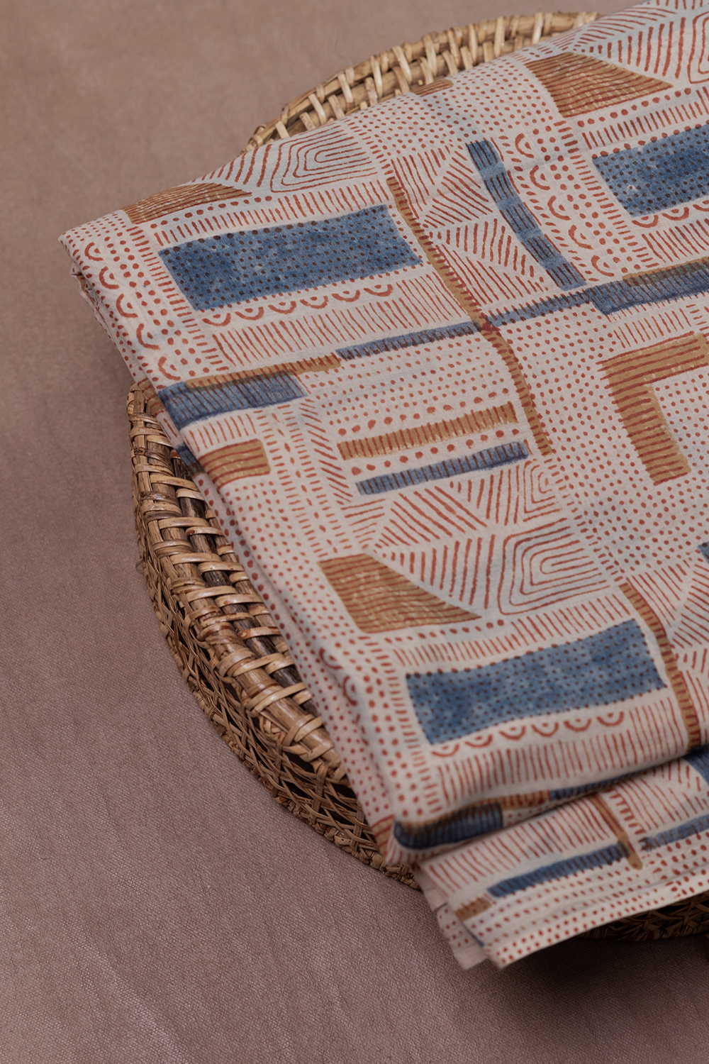 Geometric Pattern Ajrak Mul Cotton Fabric