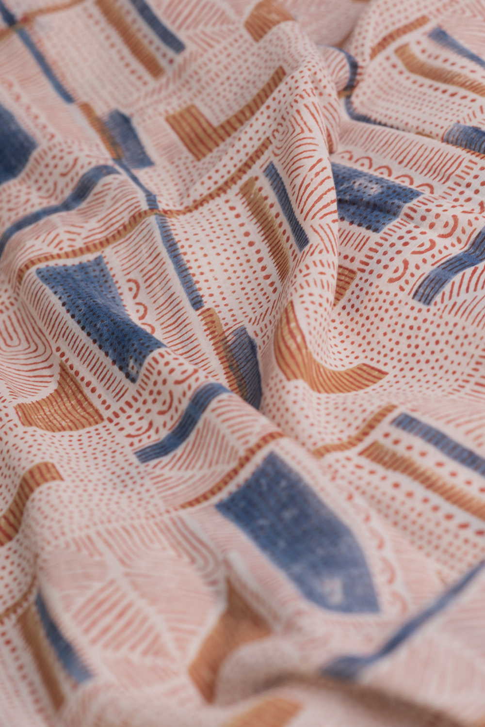 Geometric Pattern Ajrak Mul Cotton Fabric - Image 3