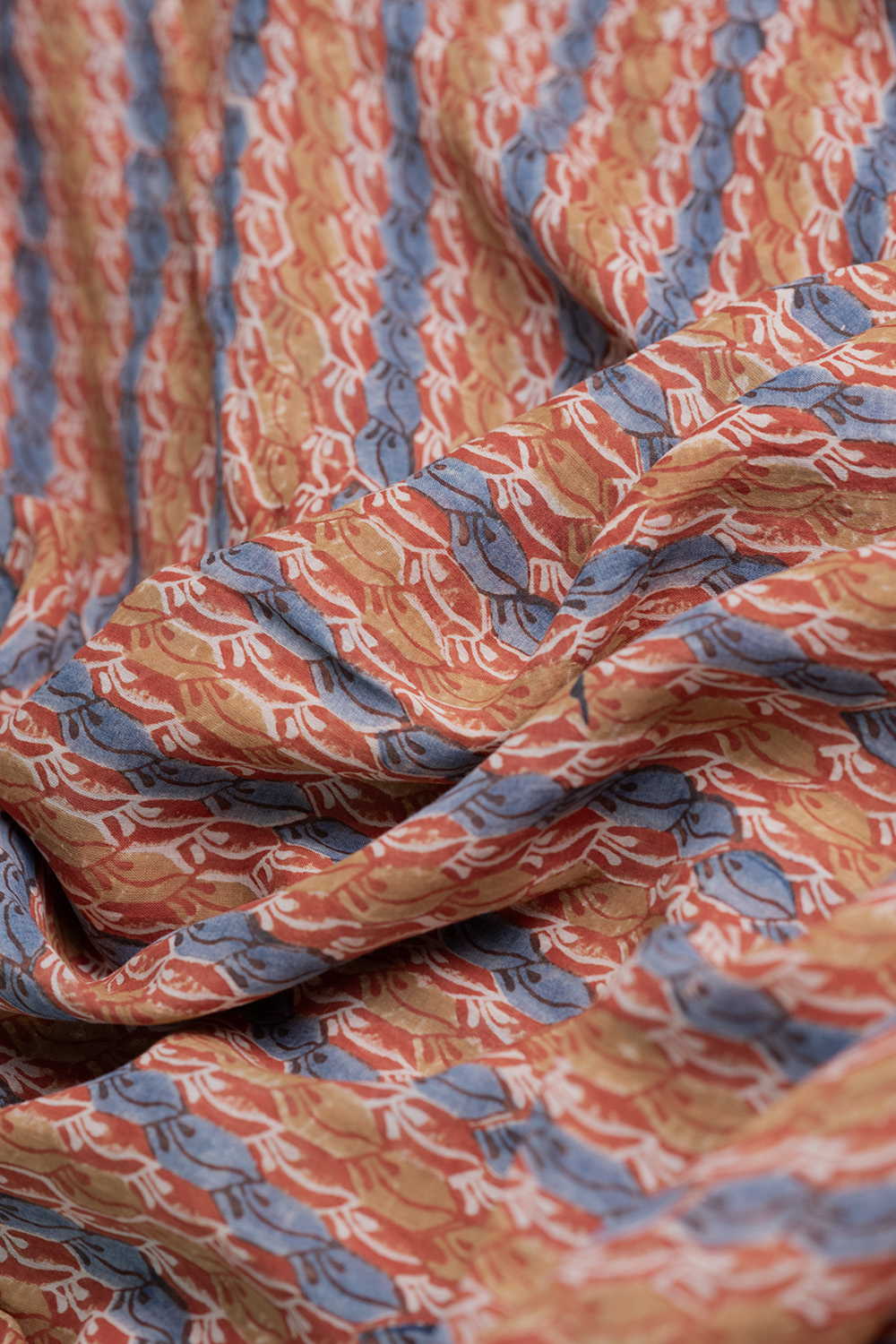 Patterned Design Ajrak Mul Cotton Fabric - Image 3