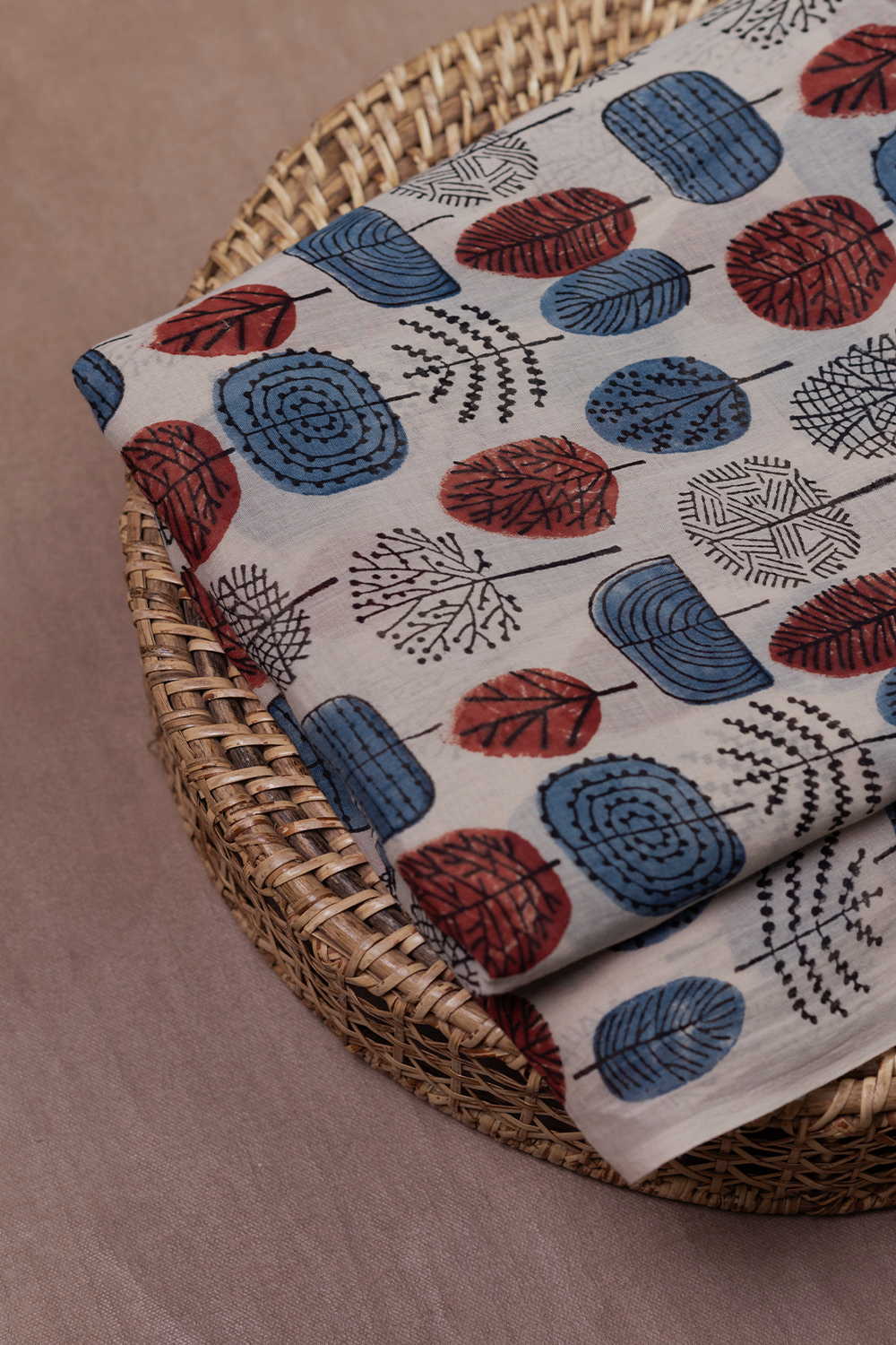 Multi-Color Pattern Ajrak Mul Cotton Fabric - Image 2