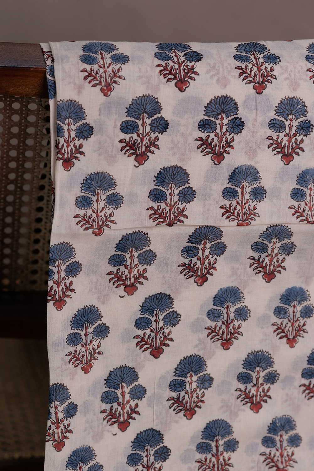 Tri Butta Floral Ajrak Mul Cotton Fabric