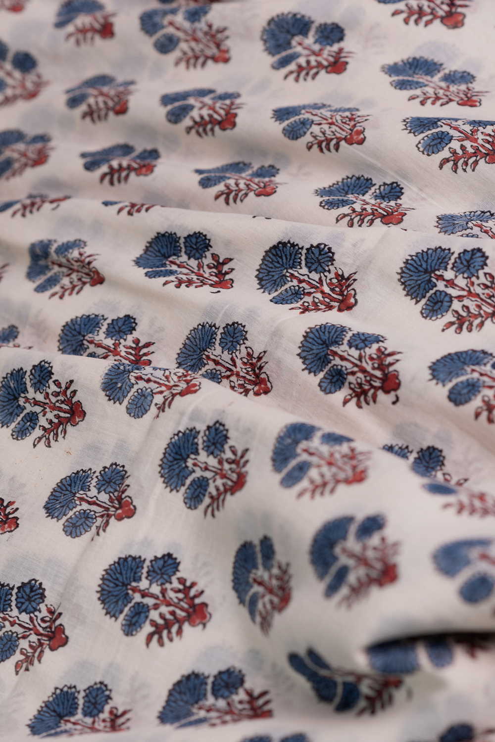 Tri Butta Floral Ajrak Mul Cotton Fabric - Image 3