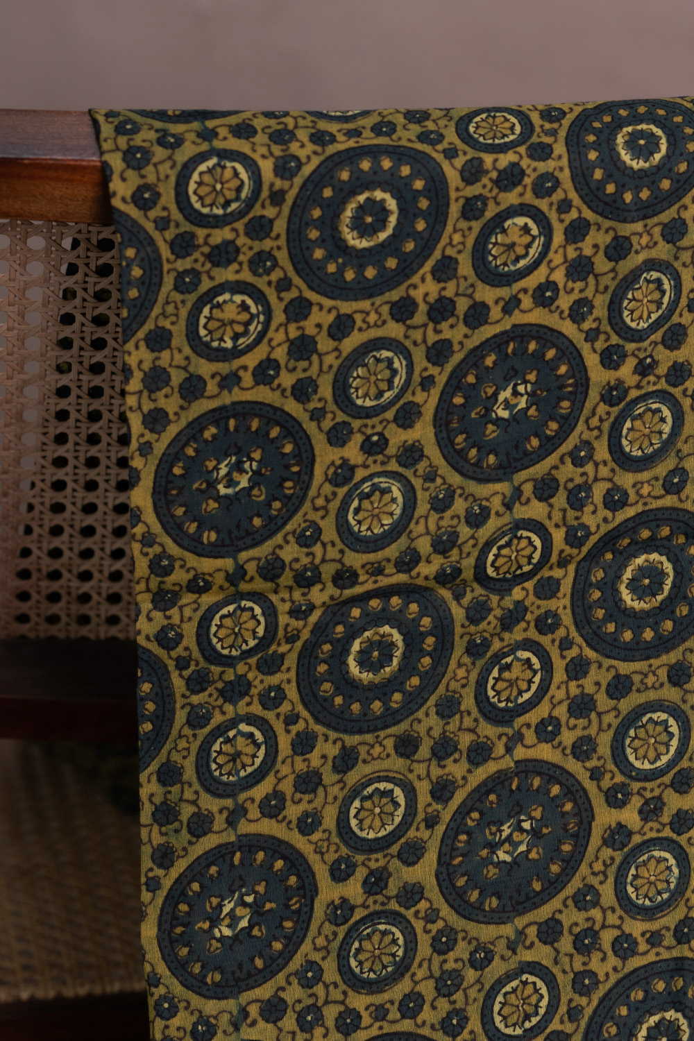 Green Pattern Ajrak Mul Cotton Fabric - Image 2