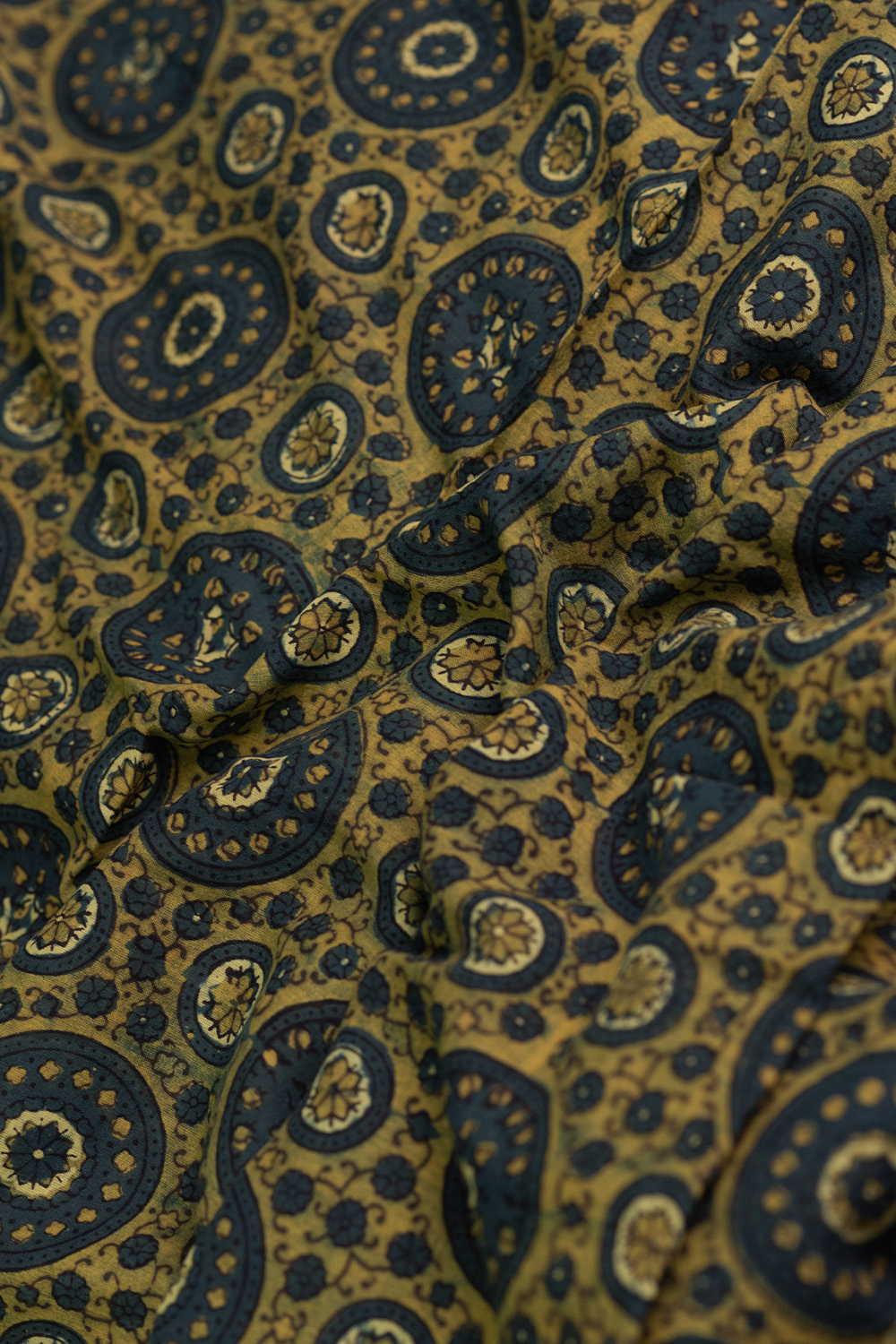 Green Pattern Ajrak Mul Cotton Fabric - Image 3