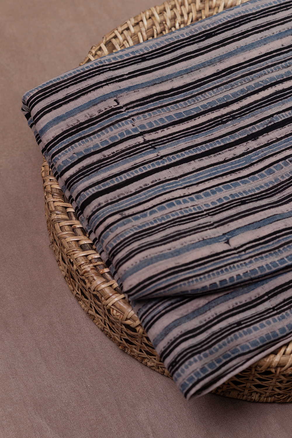 Stripe Pattern Ajrak Mul Cotton Fabric