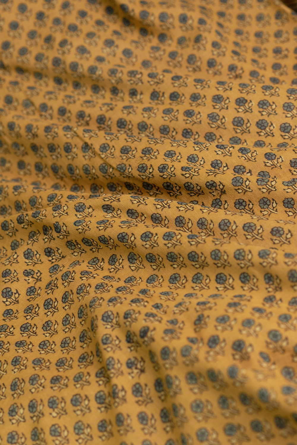 Tiny Motifs - Yellow Ajrak Mul Cotton Fabric - Image 3