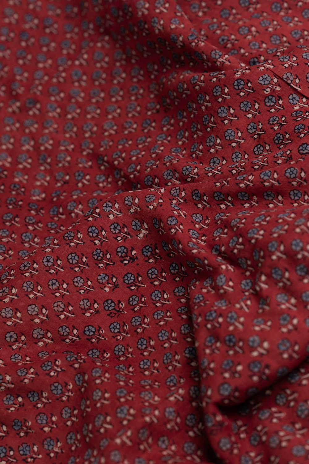 Mini Motifs - Maroon Ajrak Mul Cotton Fabric - Image 3