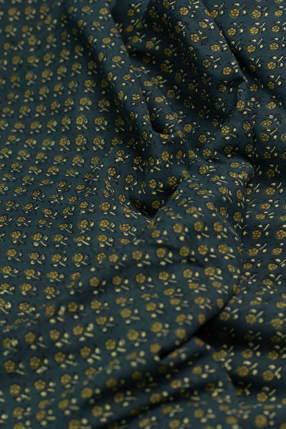 Tiny Motifs - Green Ajrak Mul Cotton Fabric - Image 3