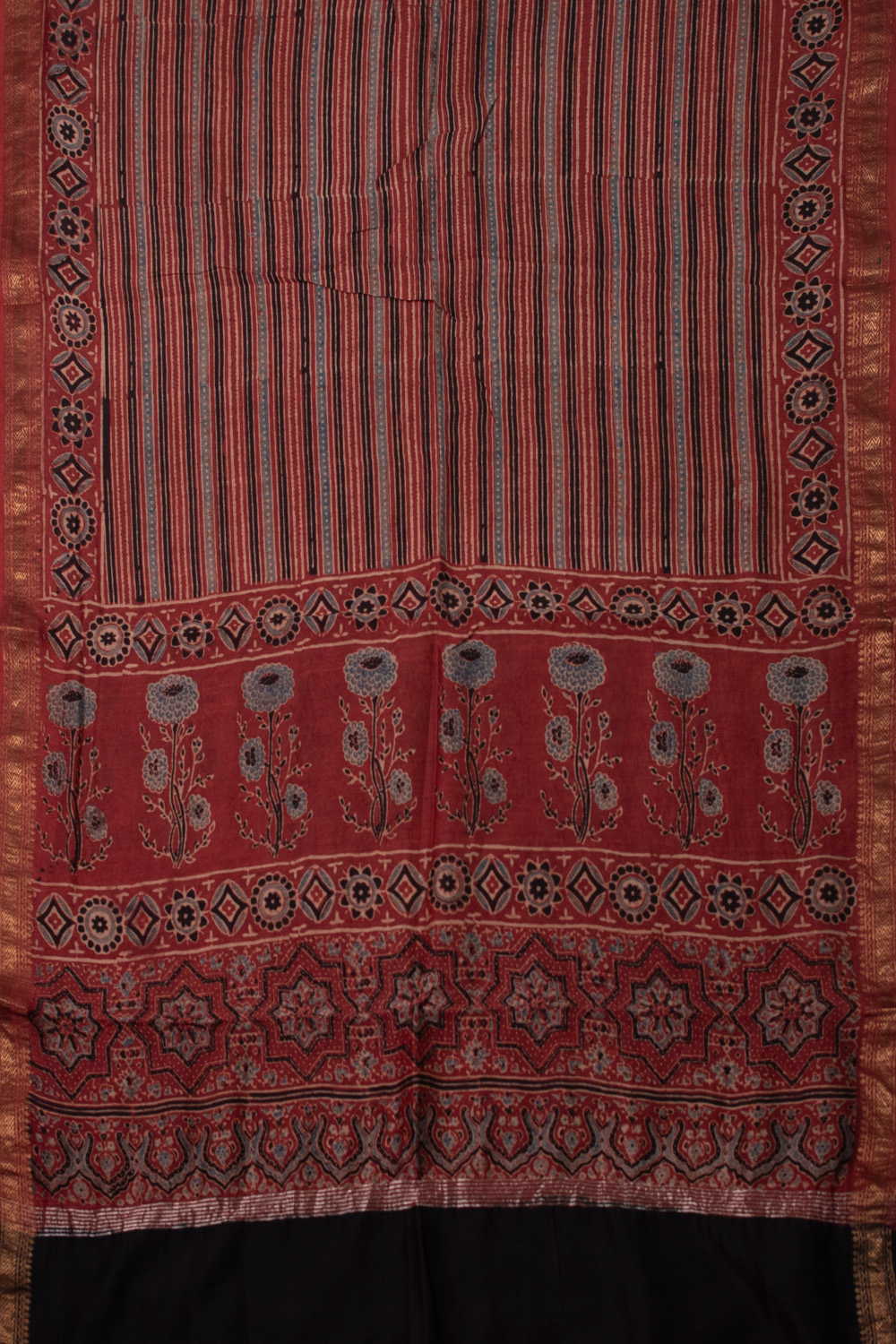 Dark Maroon Ajrak Maheshwari Top & Dupatta - Image 3