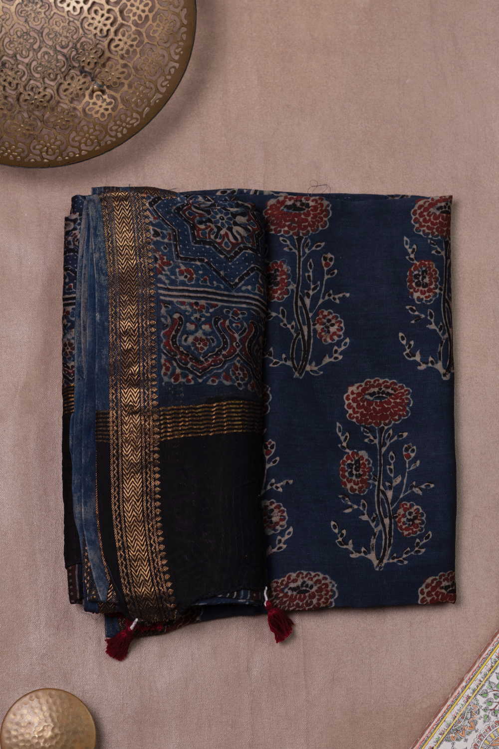 Indigo Ajrak Maheshwari Top & Dupatta - Image 2