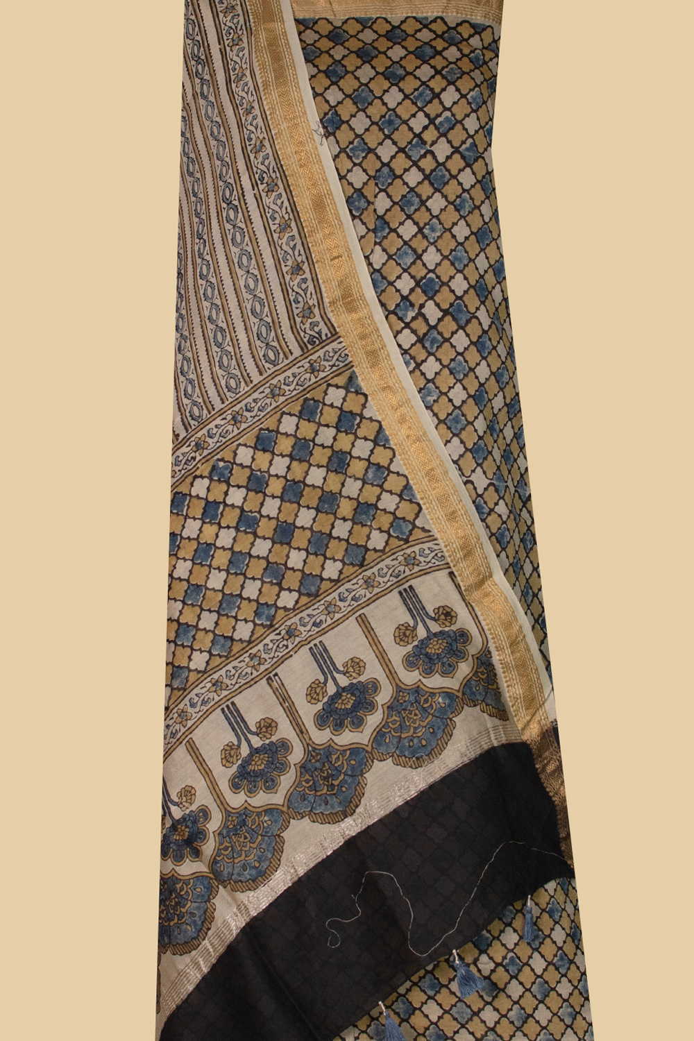 Intricate Pattern Ajrak Maheshwari Top & Dupatta