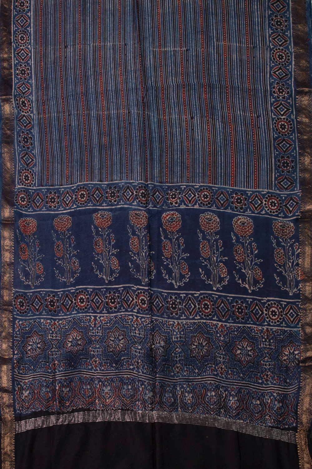 Maroon Butta - Indigo Ajrak Maheshwari Top & Dupatta - Image 3