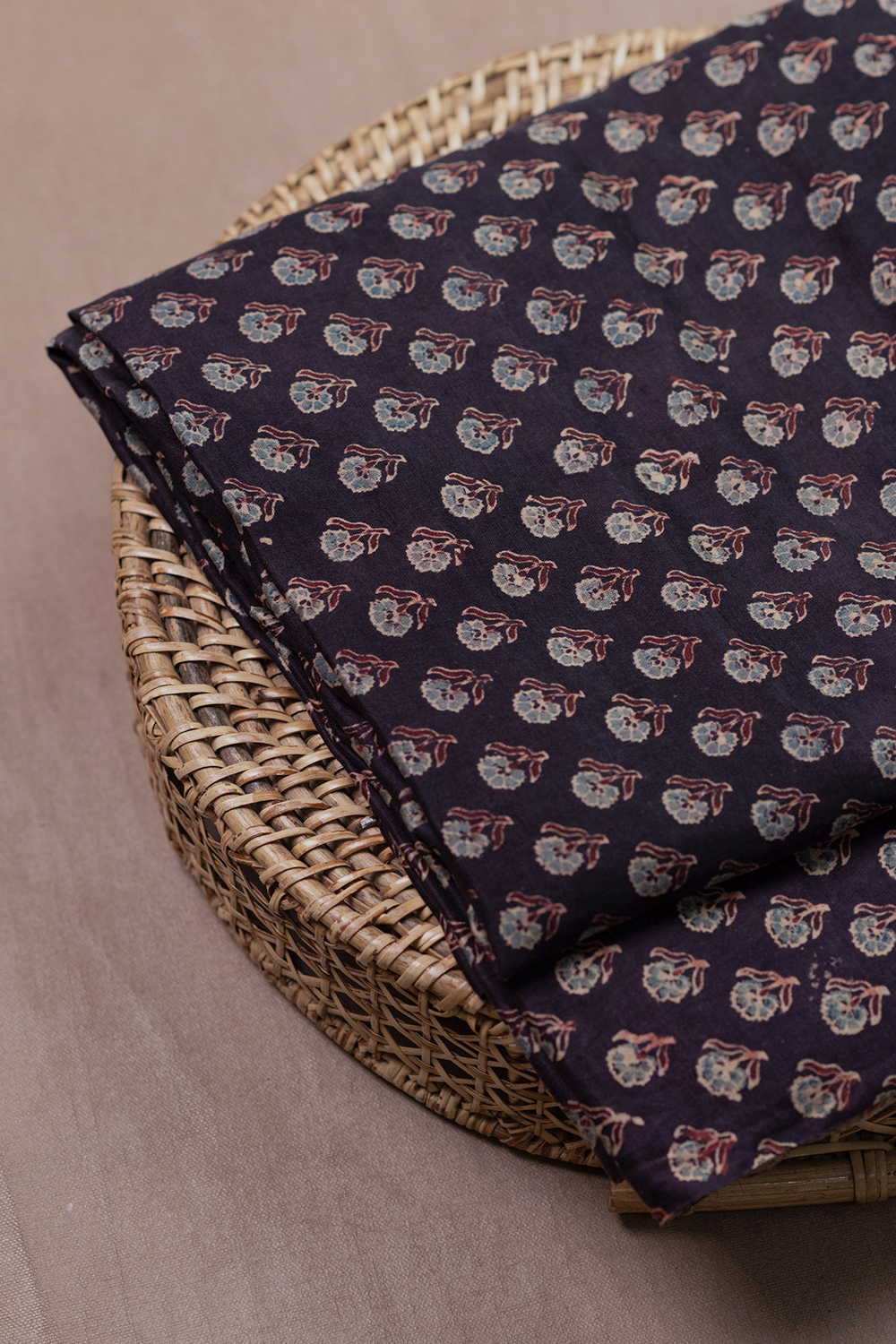 Little Florets Ajrak Gajji Silk Fabric - Image 2