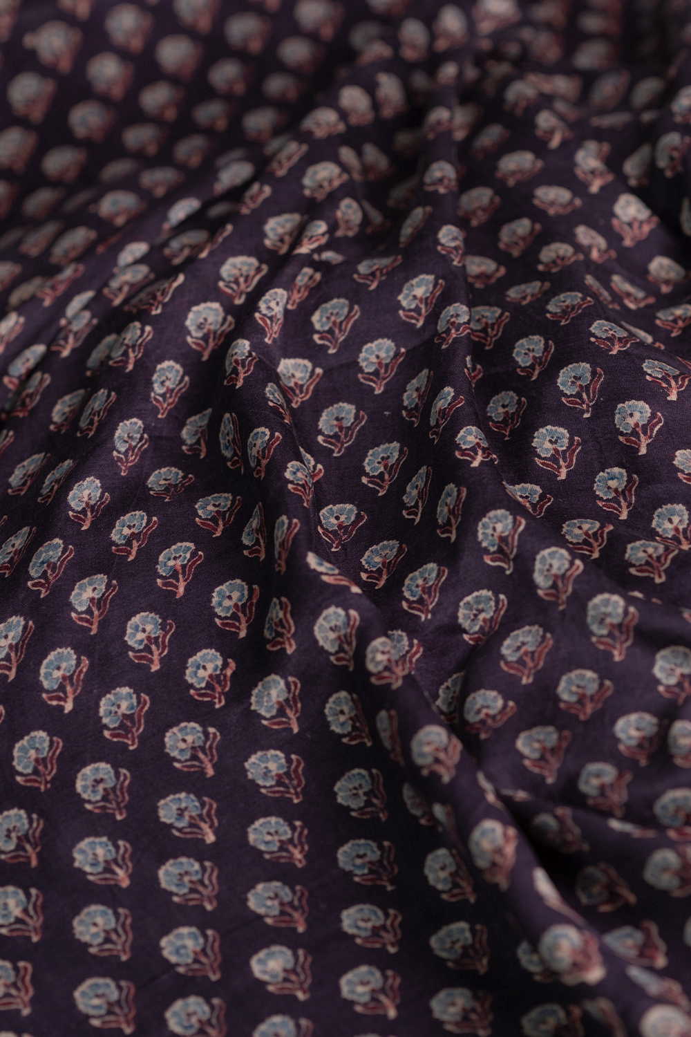 Little Florets Ajrak Gajji Silk Fabric - Image 3