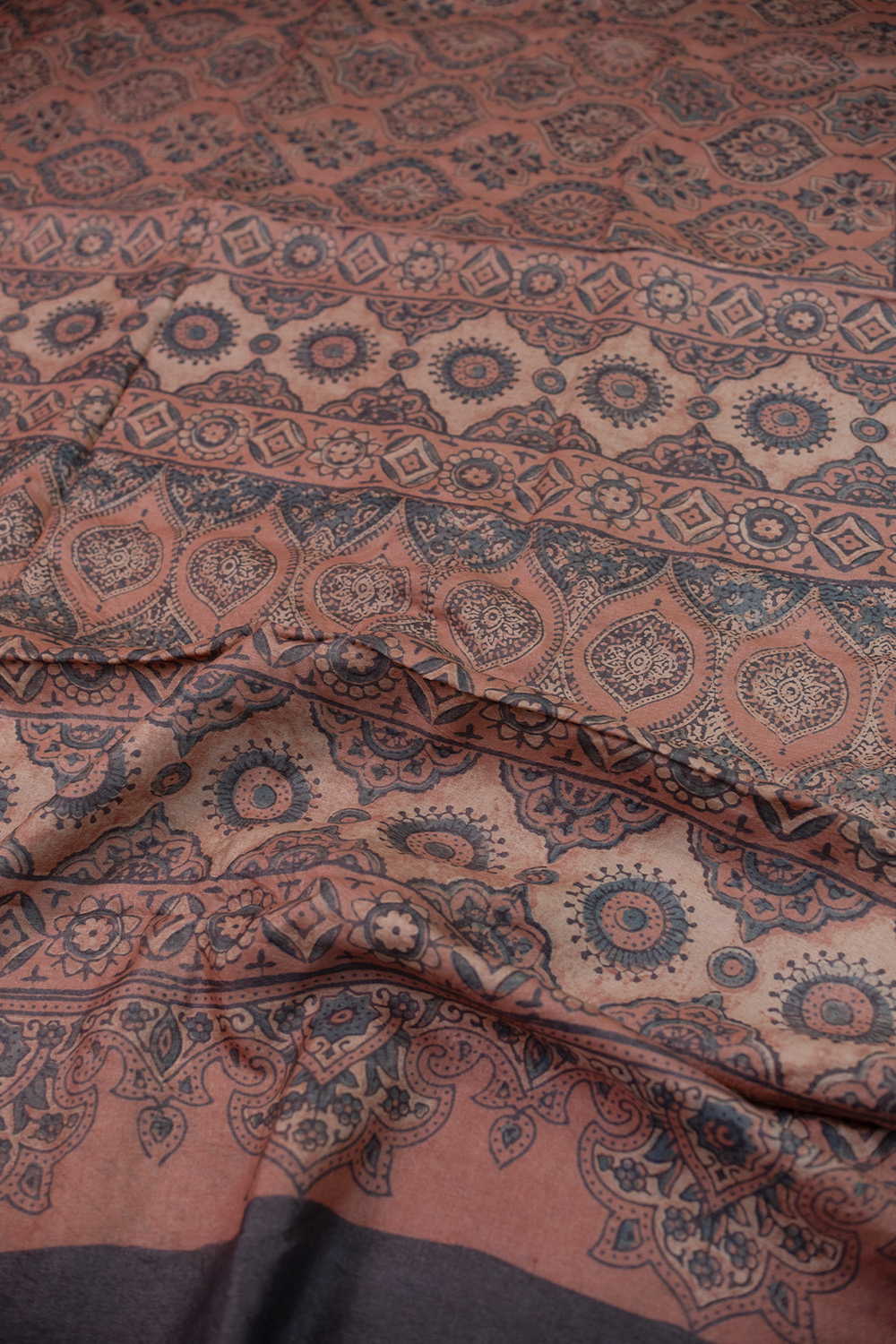 Structured Pattern - Light Maroon Ajrak Tussar Silk saree - Image 3