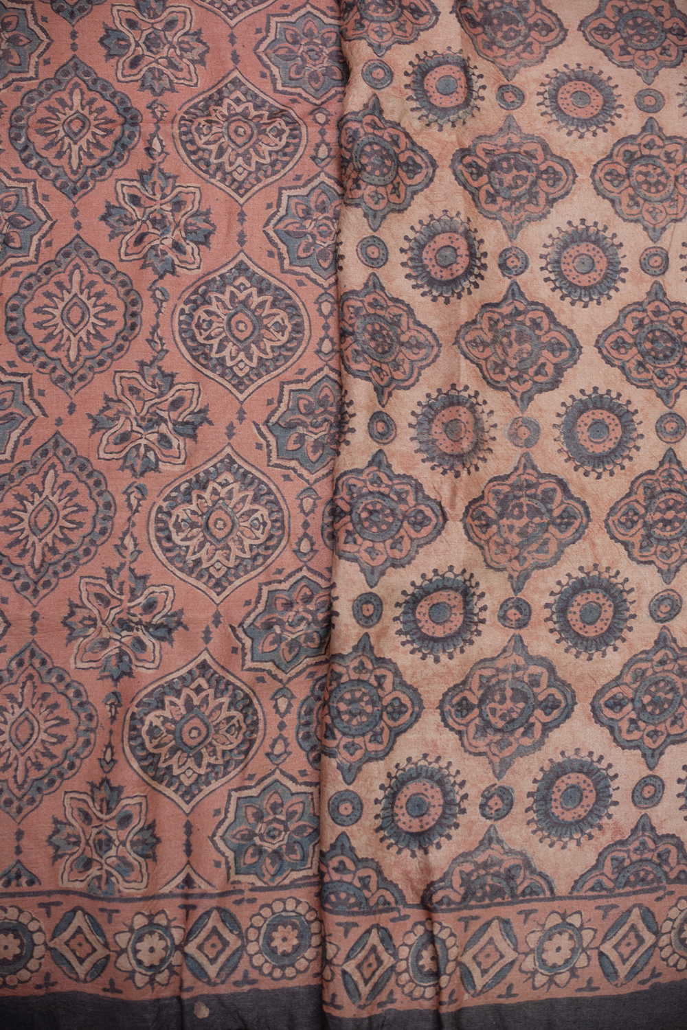 Structured Pattern - Light Maroon Ajrak Tussar Silk saree - Image 4