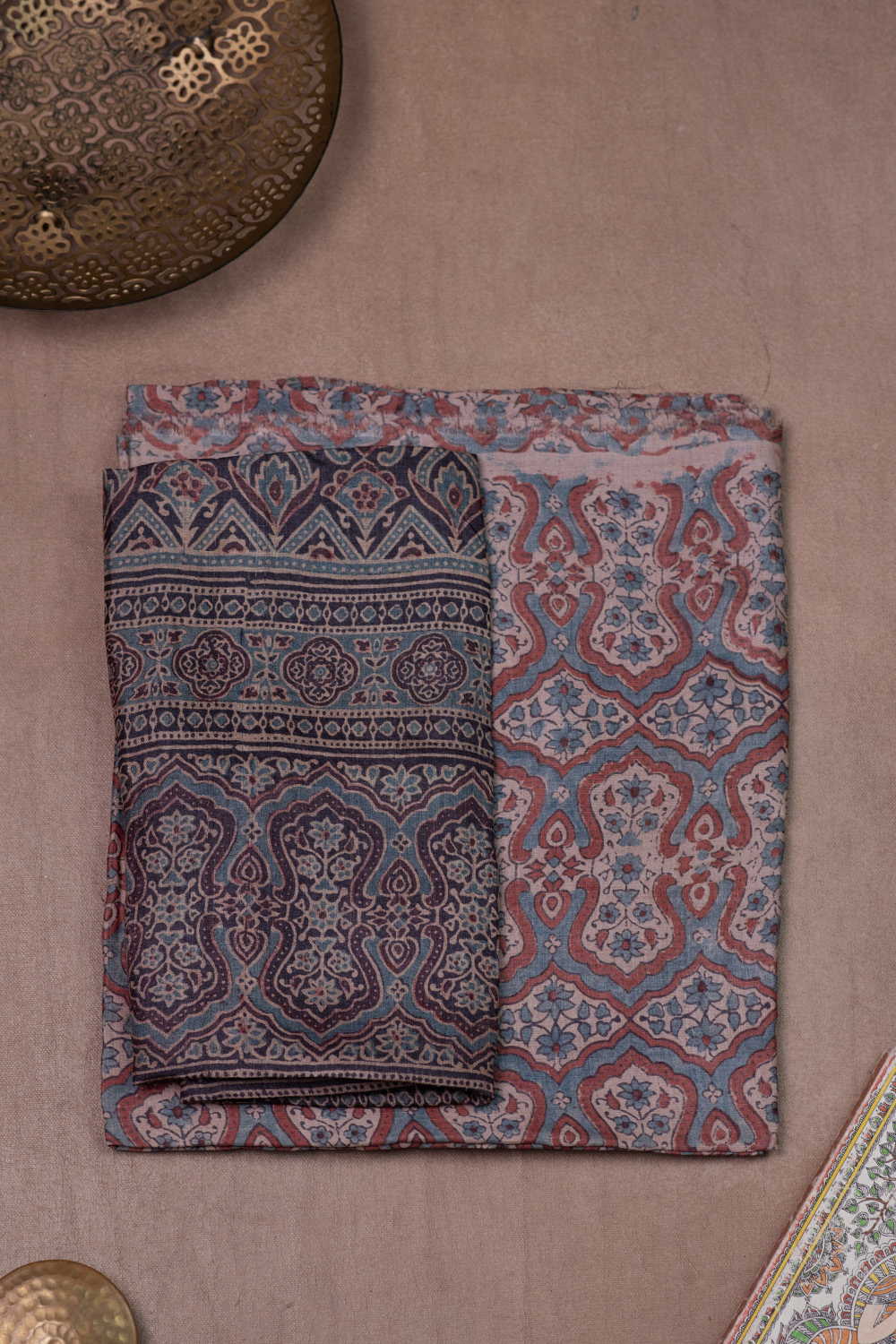 Cream with Black Ajrak Tussar Suit - Image 2