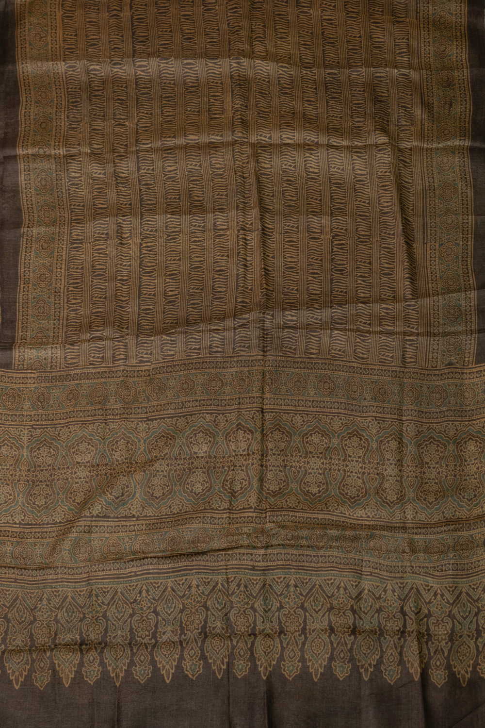 Green & Yellow Ajrak Tussar Suit - Image 3