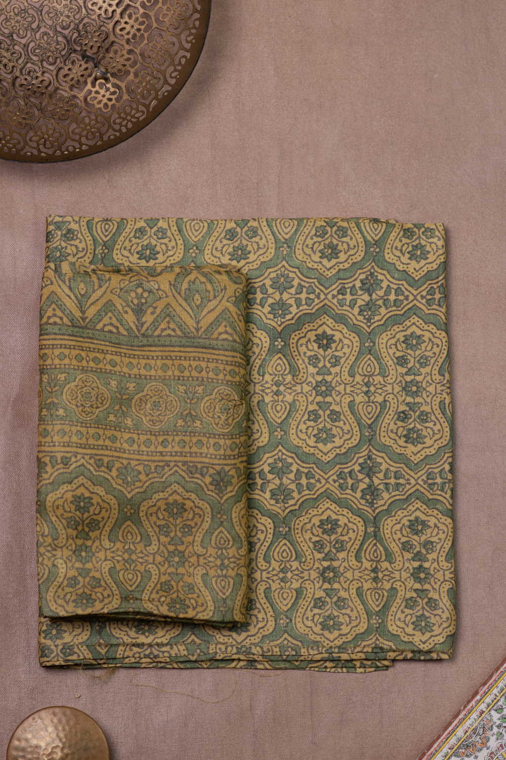 Yellow Ajrak Tussar Suit - Image 2