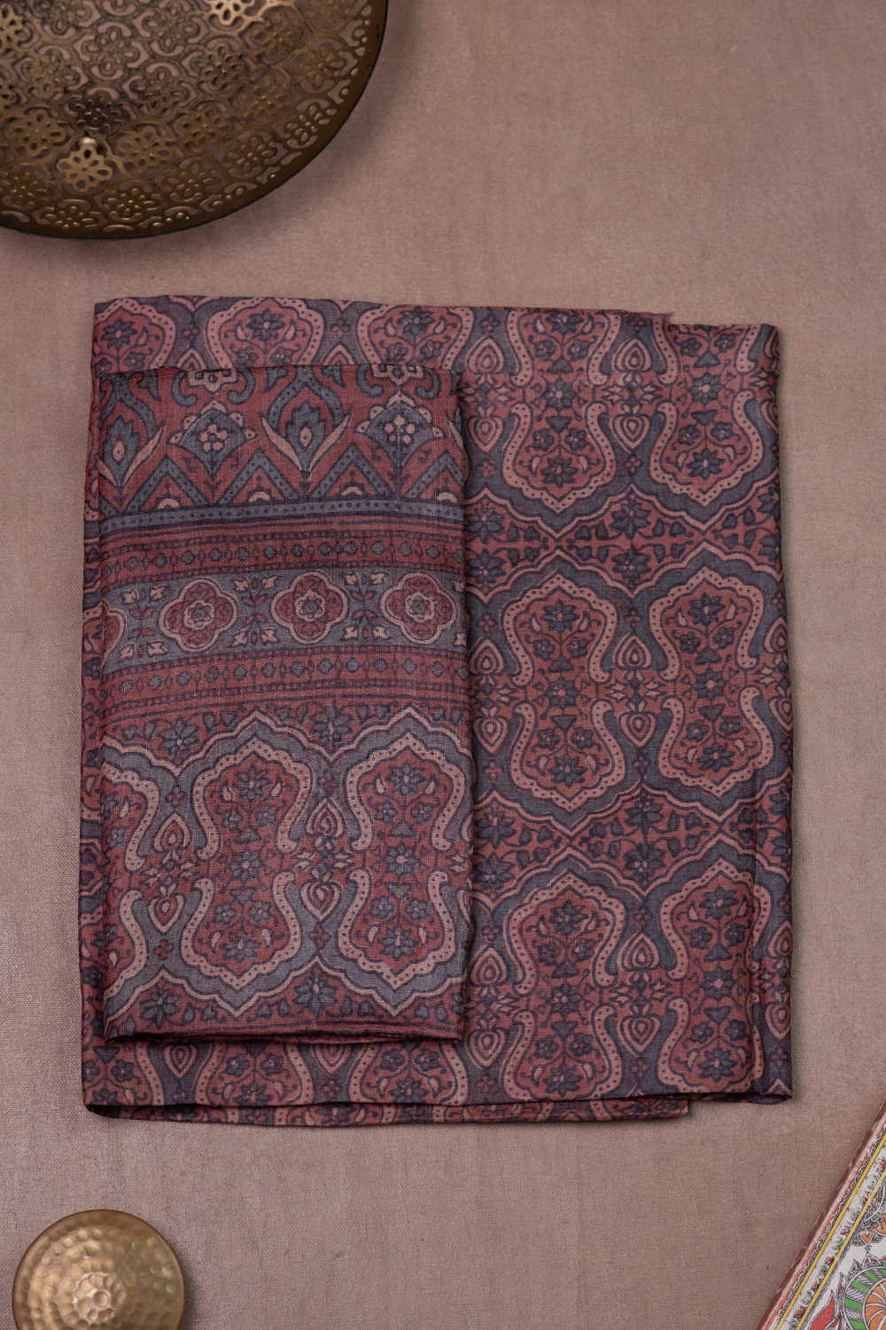 Maroon Ajrak Tussar Suit - Image 2