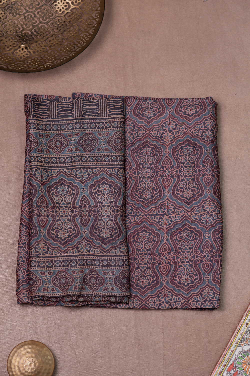 Black & Maroon Ajrak Tussar Suit - Image 2