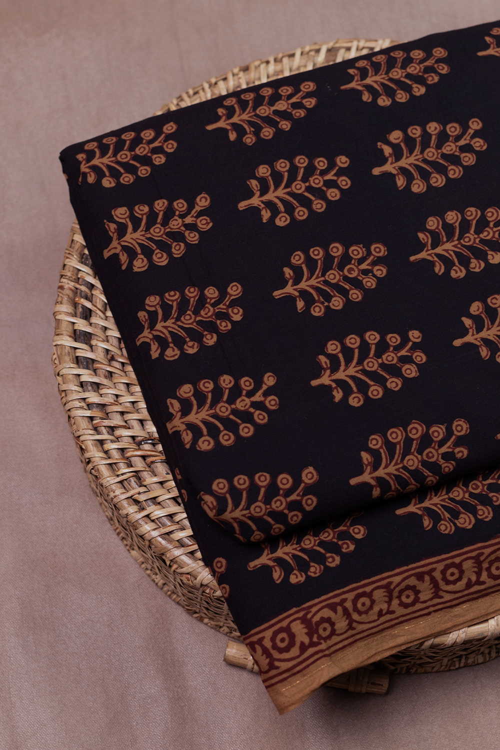 Yellow Motifs - Black Bagh Cotton Fabric - Image 3