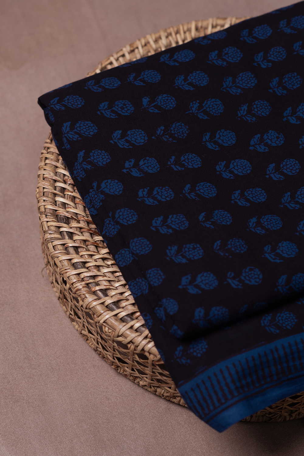 Blue Florets Bagh Cotton Fabric