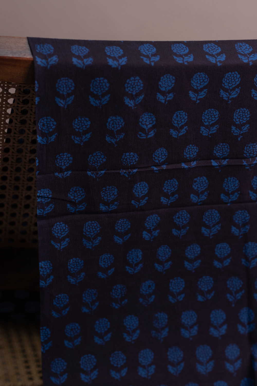Blue Florets Bagh Cotton Fabric - Image 2