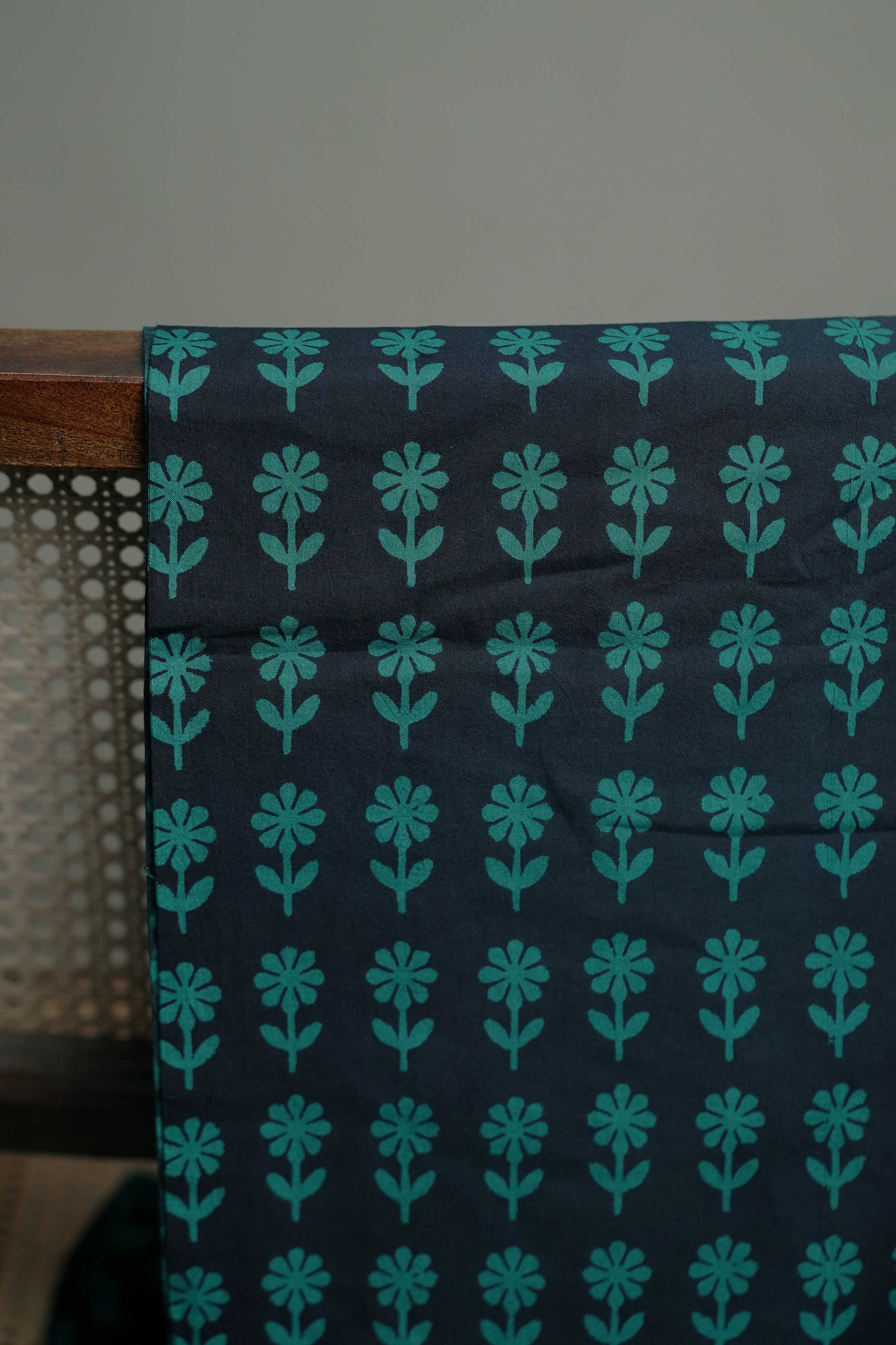 Green Floral Butta Bagh Cotton Fabric - Image 3